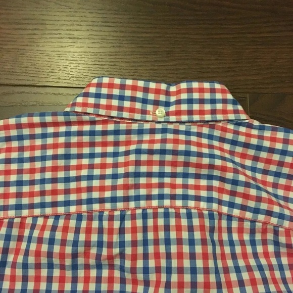 GAP Lived-in Long Sleeve Shirt Red Blue Plaid Checkered Front Button Mens Size M - Picture 4 of 7